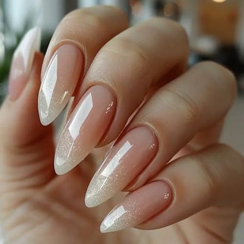 Pearl Neutral Chrome Nails