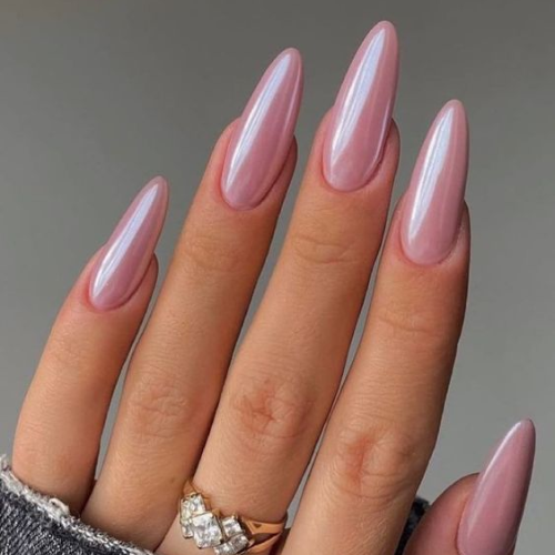 Pink Neutral Chrome Nails: Soft and Feminine with a Chrome Finish