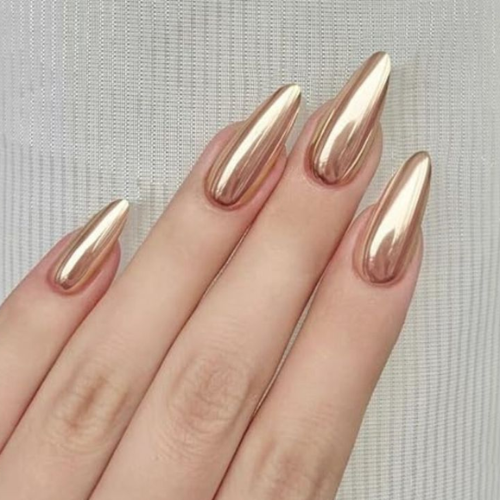 Brown Neutral Chrome Nails: Earthy Elegance with a Metallic Twist