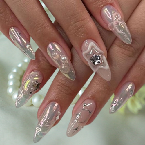 Pearl chrome nails