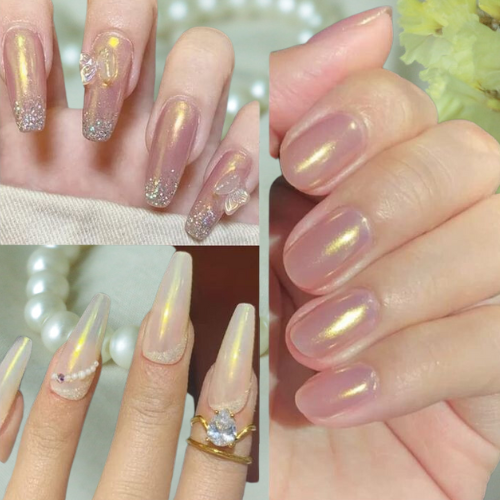 Pearl chrome nails