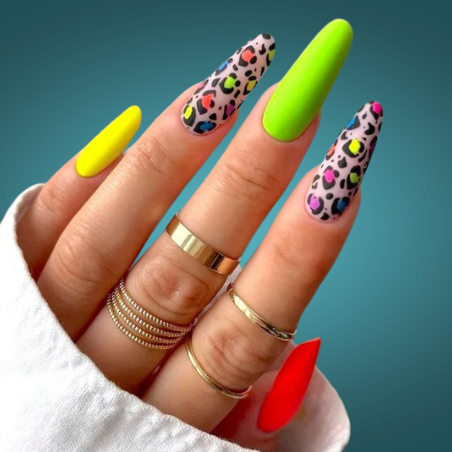 Neon Bright Summer Nails