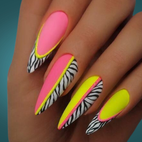 Neon Bright Summer Nails