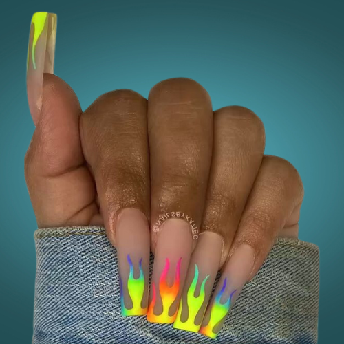 Neon Bright Summer Nails