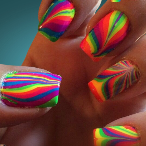 Neon Bright Summer Nails