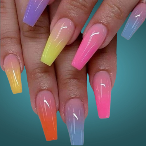 Neon Bright Summer Nails