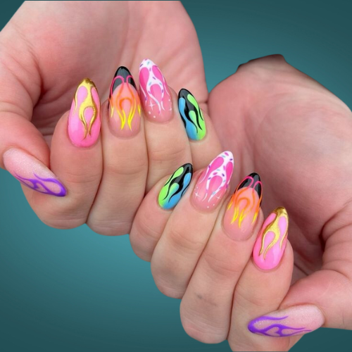 Neon Bright Summer Nails