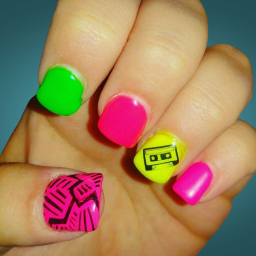 Neon Bright Summer Nails