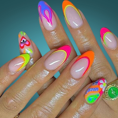 Neon Bright Summer Nails