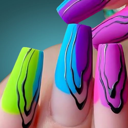 Neon Bright Summer Nails