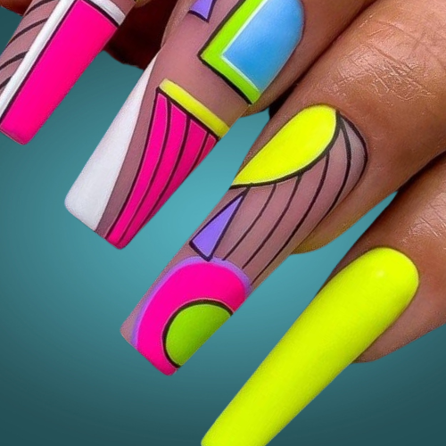 Neon Bright Summer Nails